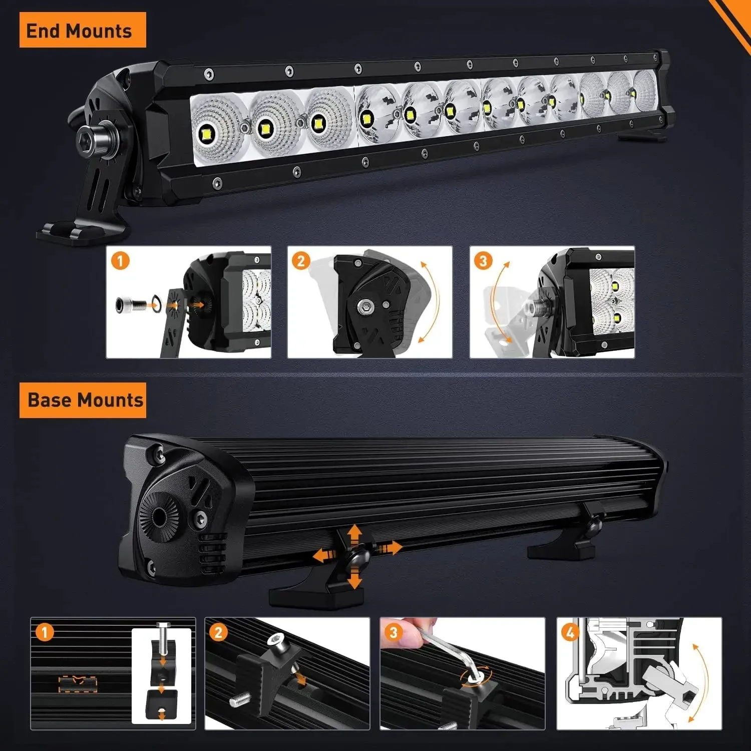 20 Inch 75W 9000LM Osram P8-5W Chips Slim Spot Flood LED Light Bar