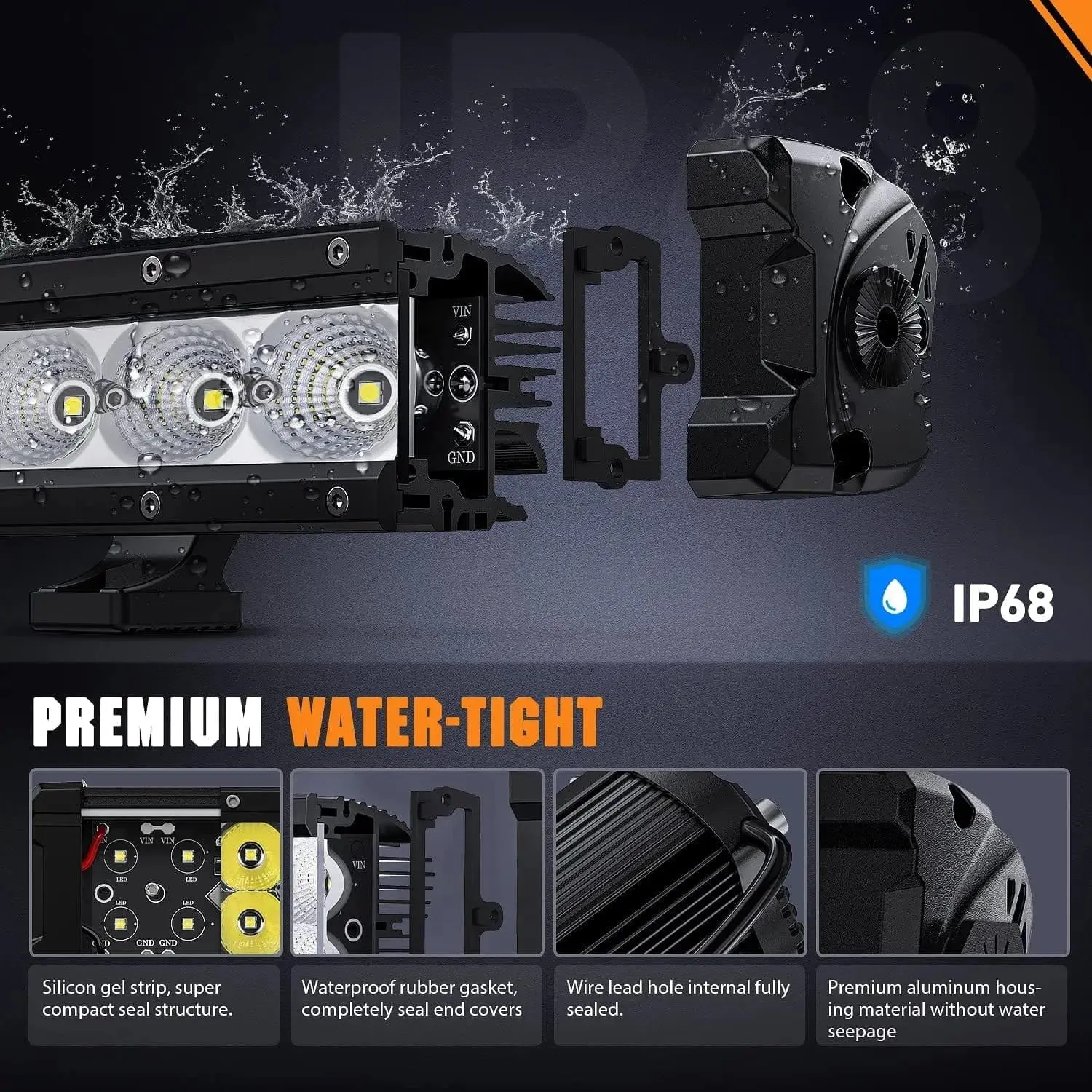 20 Inch 75W 9000LM Osram P8-5W Chips Slim Spot Flood LED Light Bar