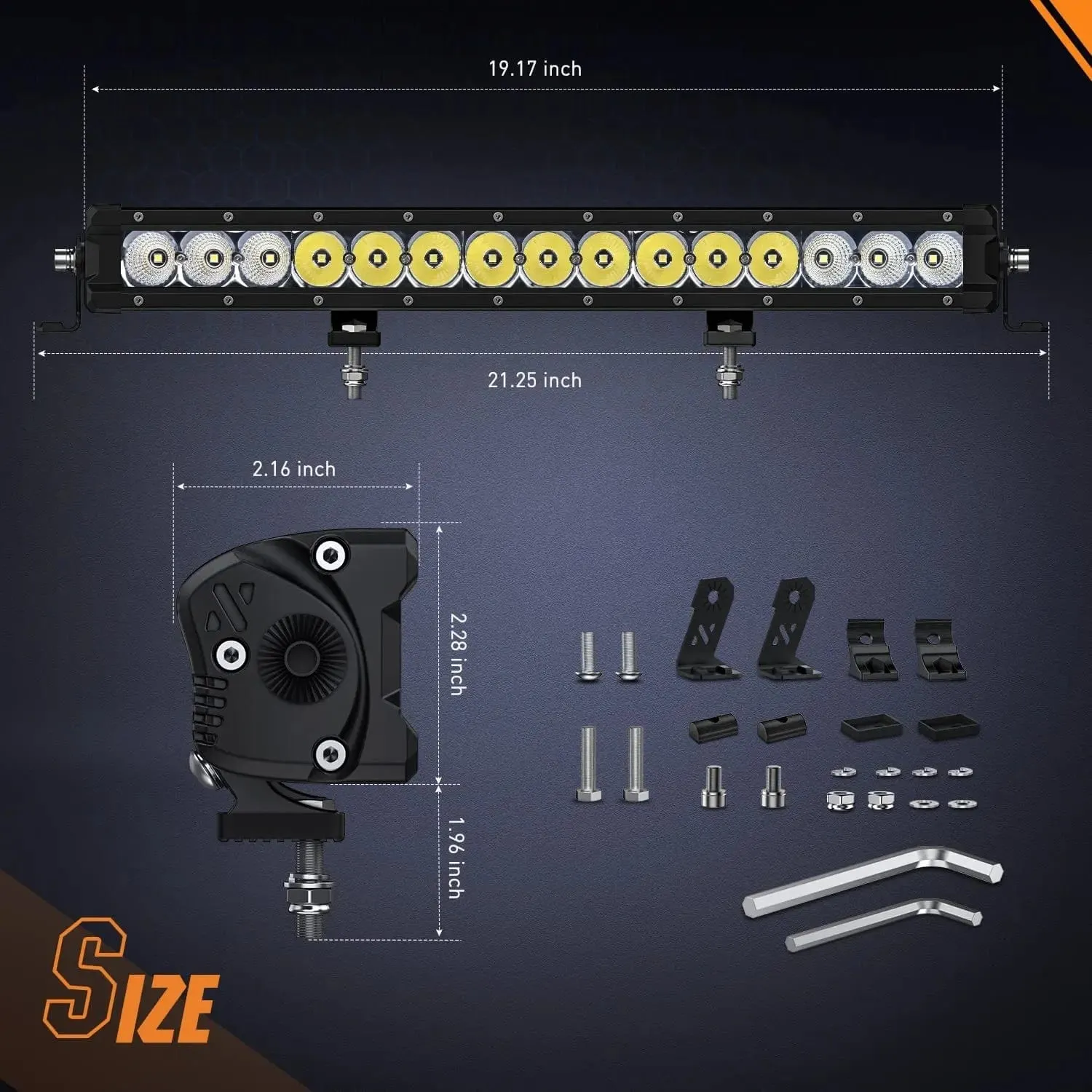 20 Inch 75W 9000LM Osram P8-5W Chips Slim Spot Flood LED Light Bar