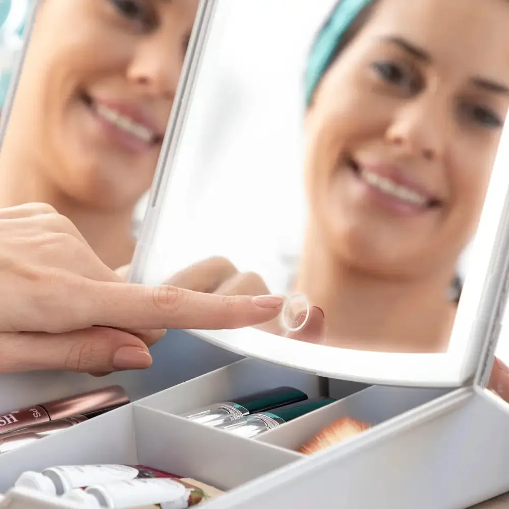 3-in-1 Folding Led Mirror with Make-up Organiser Panomir Innovagoods