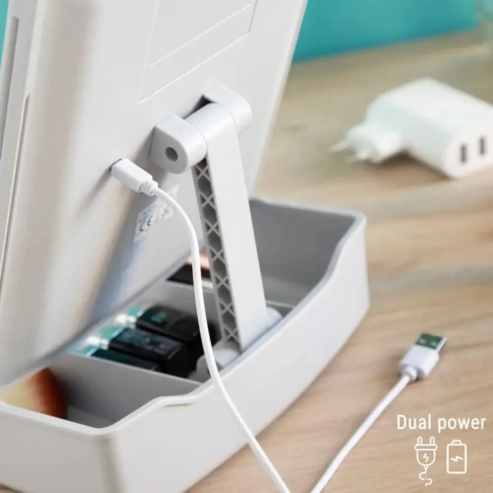3-in-1 Folding Led Mirror with Make-up Organiser Panomir Innovagoods