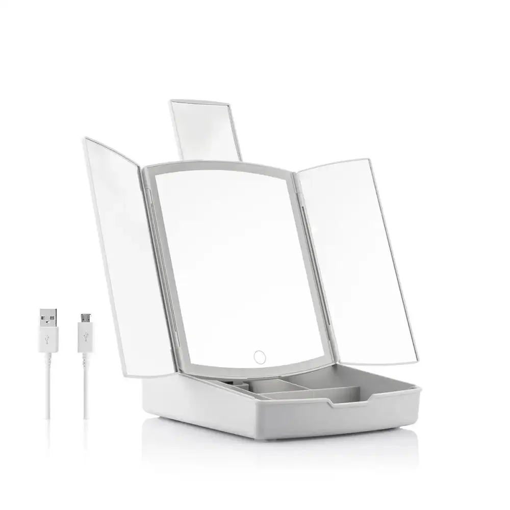 3-in-1 Folding Led Mirror with Make-up Organiser Panomir Innovagoods