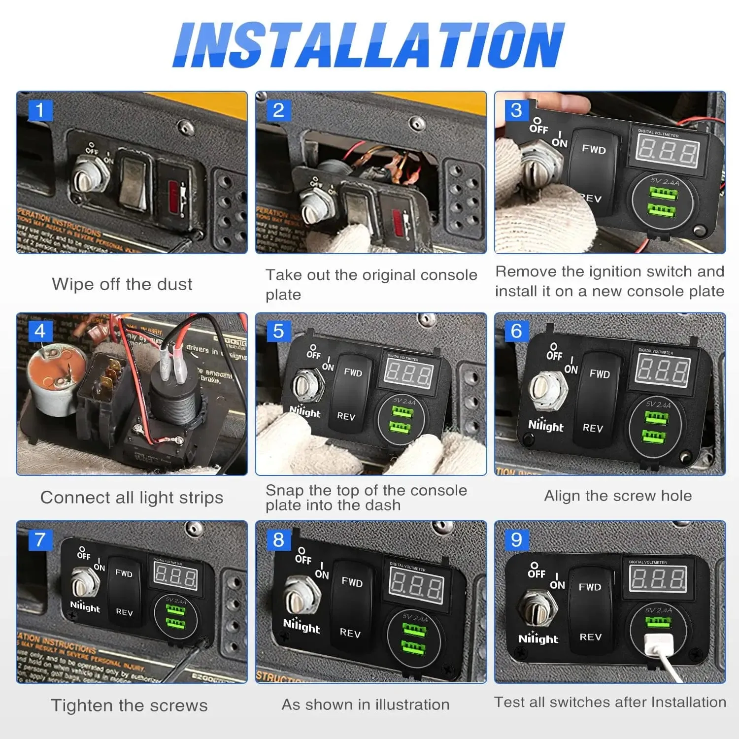 3 in 1 Multifunctional Integrated Switch Console Panel