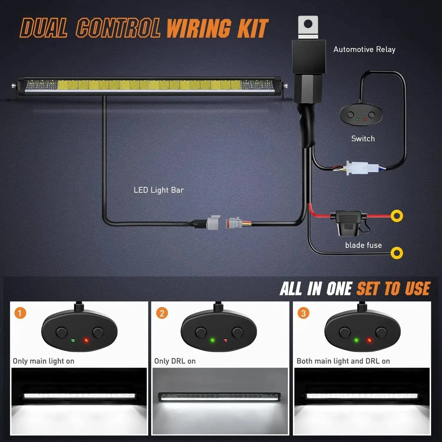 30 inch 120W 13000LM Slim Anti-Glare DRL Spot Flood Led Light Bar | 16AWG DT Wire