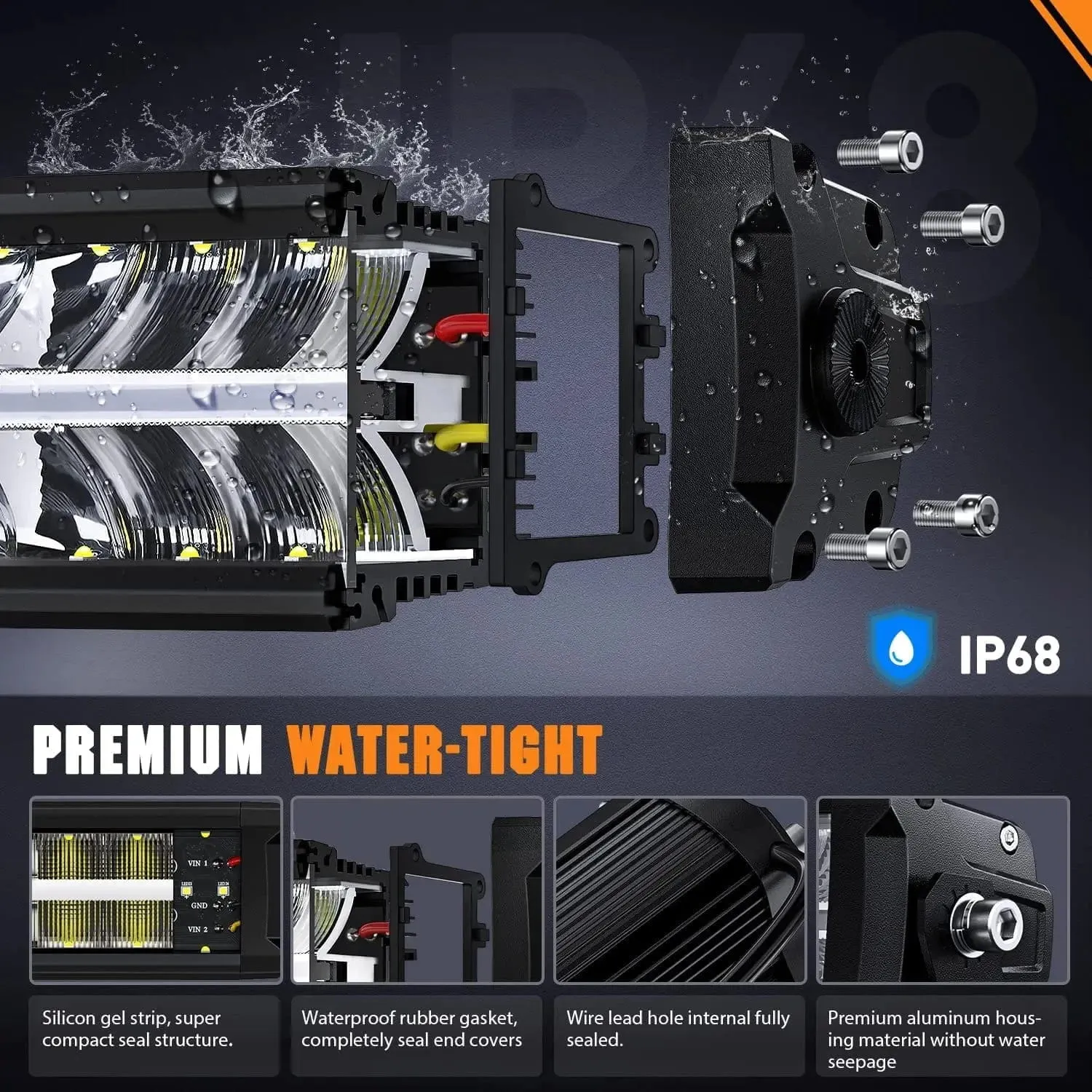 30 inch 240W 24800LM Anti-Glare Built-in EMC Spot Flood Led Light Bar | 14AWG DT Wire