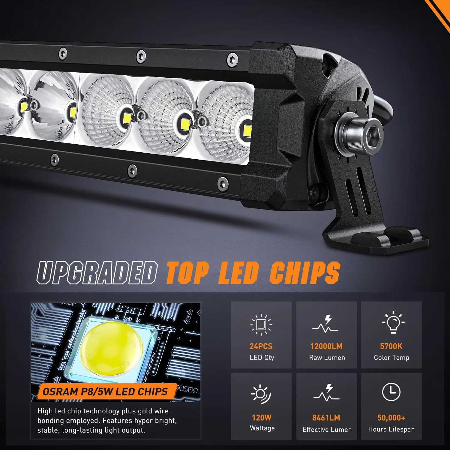 32 Inch 120W 12000LM Slim Anti-Glare DRL Spot Flood Curved Led Light Bar