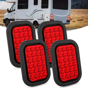 4 Pcs 5 X 3 Inch 24 Led Red Rectangular Trailer Tail Light