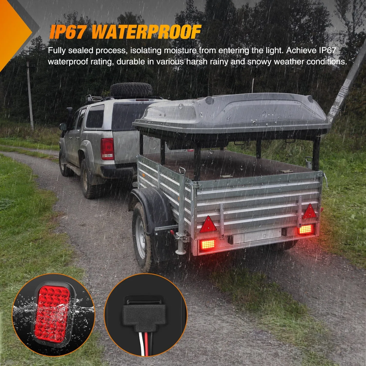 4 Pcs 5 X 3 Inch 24 Led Red Rectangular Trailer Tail Light