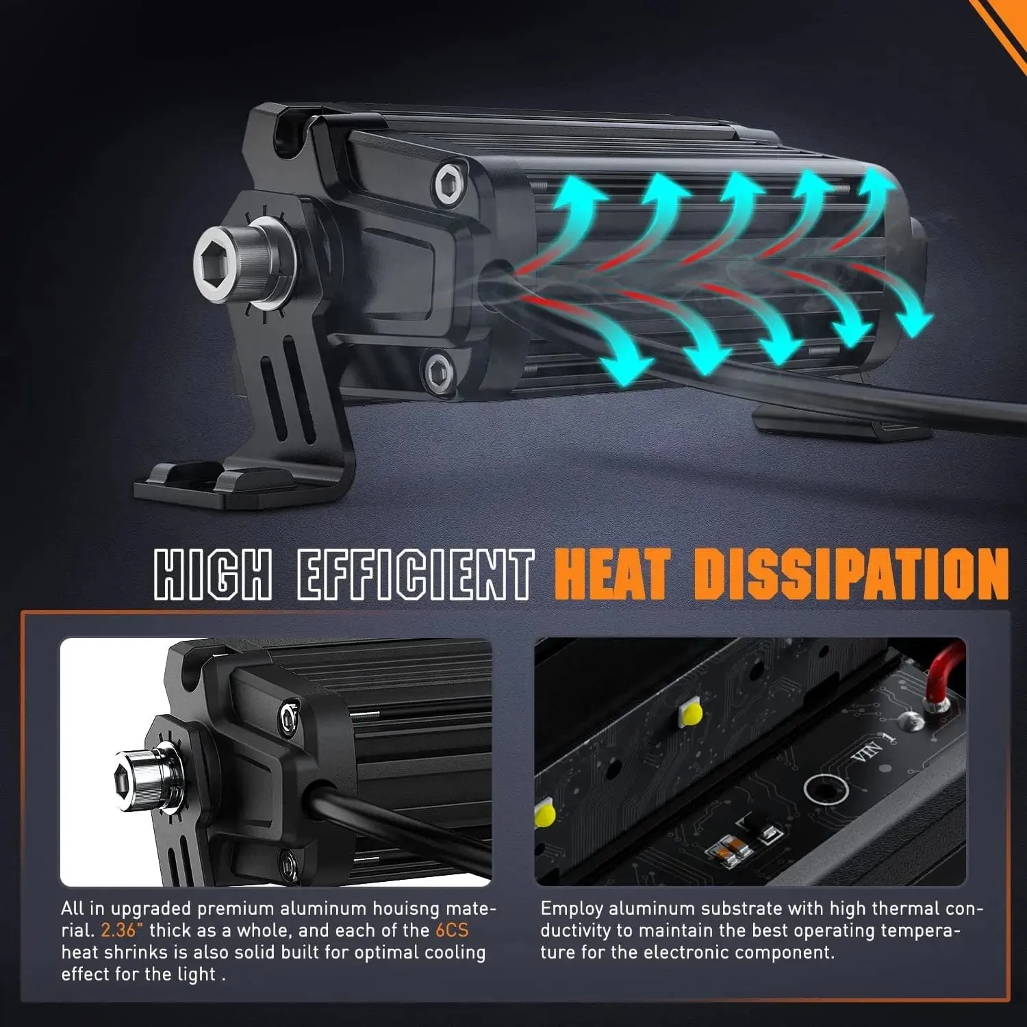 5.3 Inch 15W 1680LM Slim DRL Anti-Glare Spot LED Light Bars (Pair) | 16AWG DT Wire