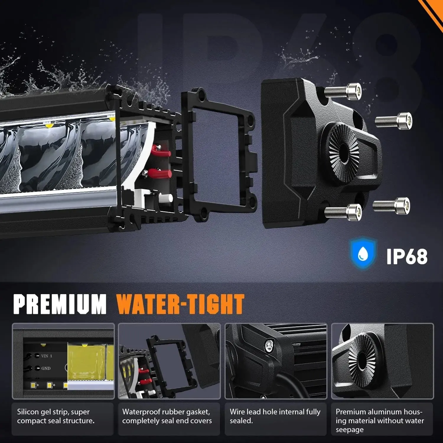 5.3 Inch 15W 1680LM Slim DRL Anti-Glare Spot LED Light Bars (Pair) | 16AWG DT Wire
