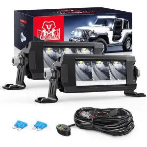 5.3 Inch 15W 1680LM Slim DRL Anti-Glare Spot LED Light Bars (Pair) | 16AWG DT Wire