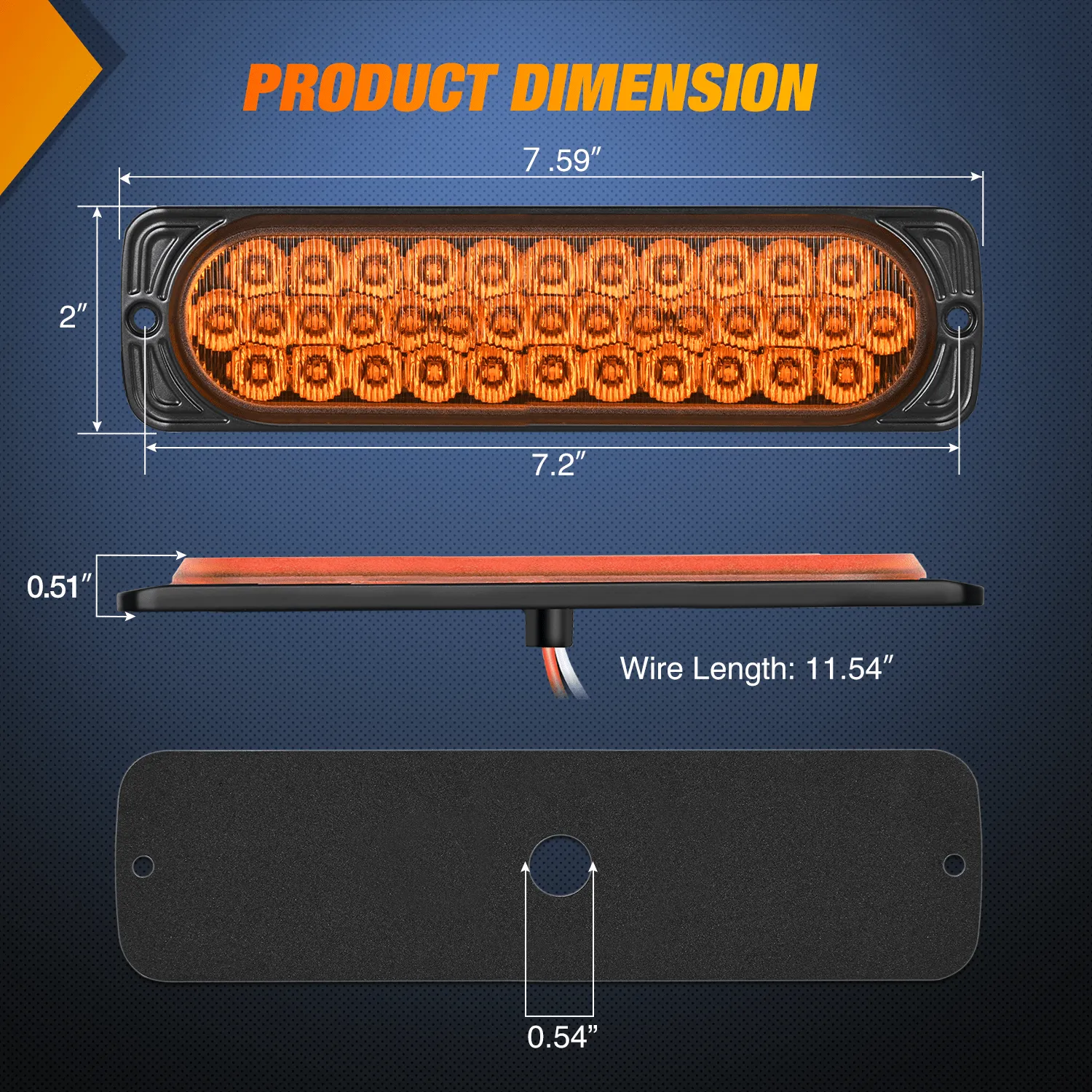 7.5 Inch Aluminum Housing Tail Light 2 PCS 36 LED Amber Left Right Turn Signals Marker Light
