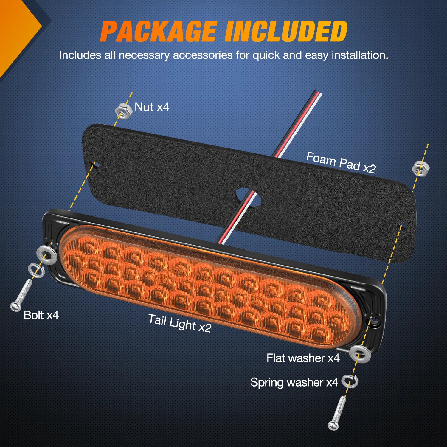 7.5 Inch Aluminum Housing Tail Light 2 PCS 36 LED Amber Left Right Turn Signals Marker Light