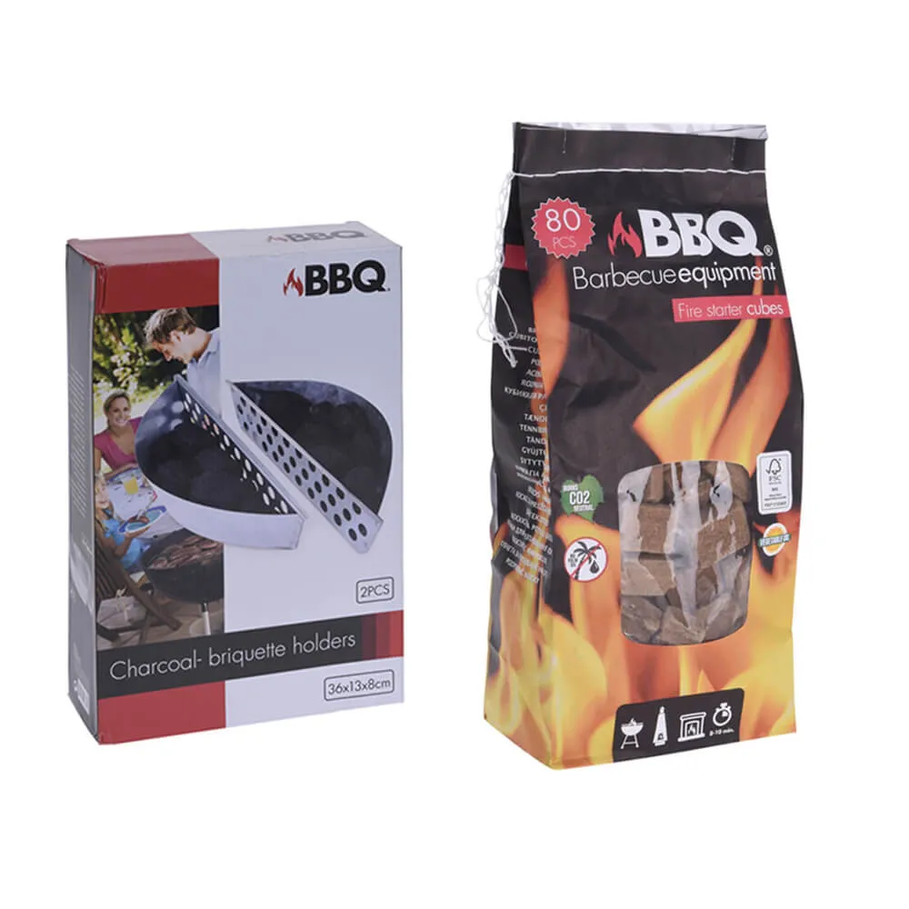 Braai Grill Charcoal Briquets Holder and Natural Fire Starters