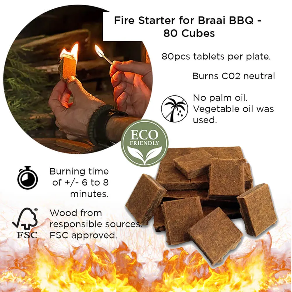 Braai Grill Charcoal Briquets Holder and Natural Fire Starters