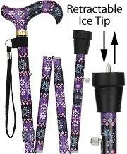 Designer Folding Cane: Purple Majesty, Retractable Ice Tip