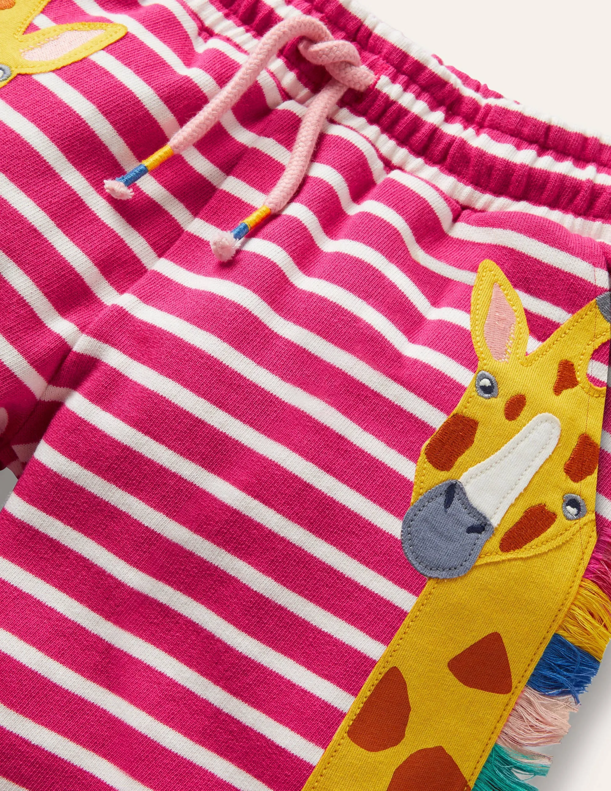 Jersey Appliqué Shorts-Tutti Fruity Pink Giraffe