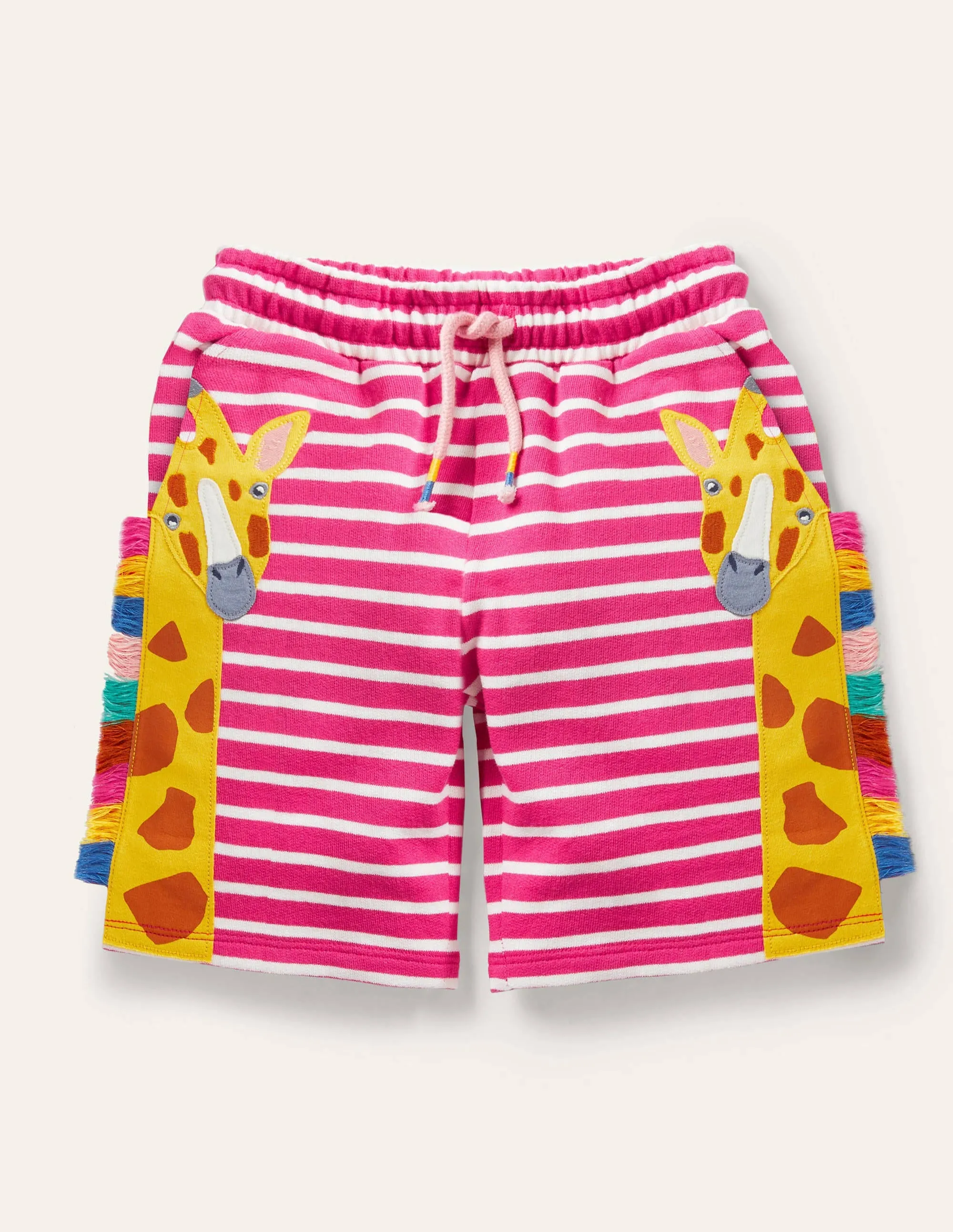 Jersey Appliqué Shorts-Tutti Fruity Pink Giraffe