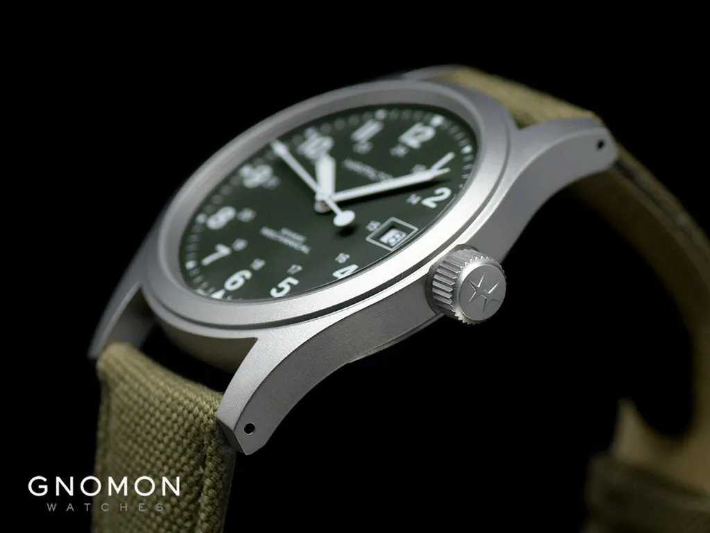 Khaki Field Mechanical Officer Handwinding Green 38 Ref. H69439363