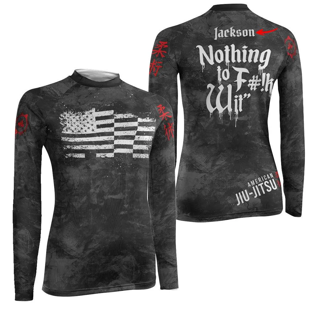 Personalized Painting American Flag Women's Long Sleeve Rash Guard