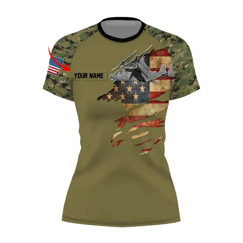Personalized Veteran Osprey Women's Short Sleeve Rash Guard