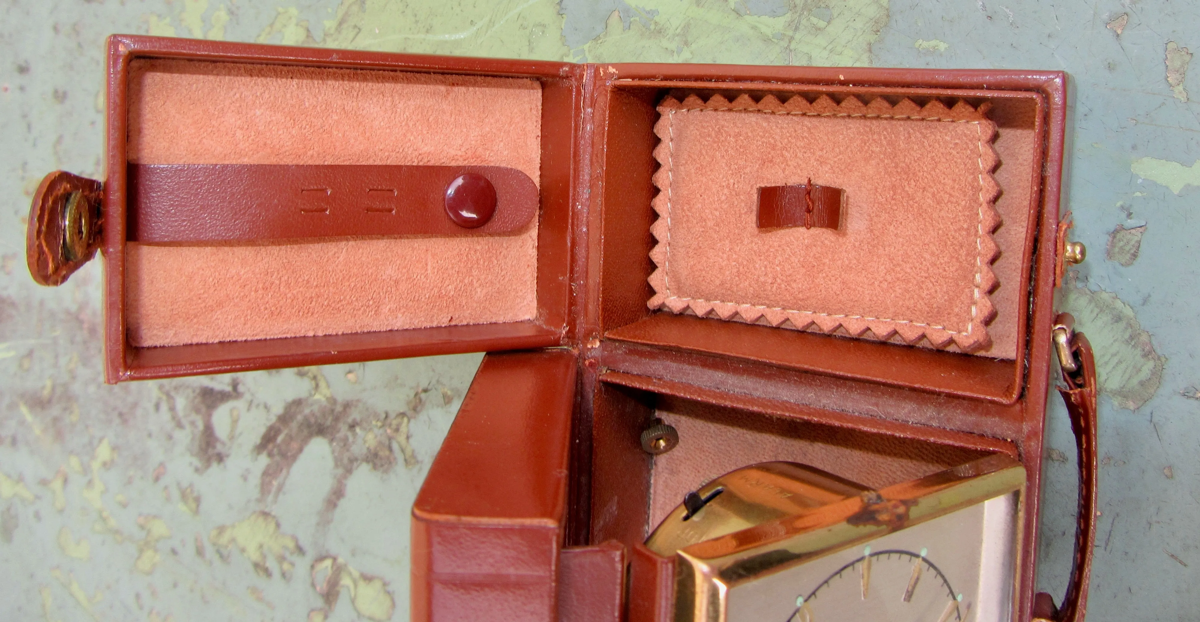 Vintage Swiza Sheffield Alarm Clock Shaped Like A Leather Suitcase